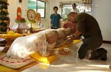 In Thai Theravada Buddhism young men are usually expected to ordain into the monkhood at some point in their life. Ordination into the Buddhist monkhood has never implied a lifetime commitment and most men usually only spend a short time in the temple.<br/><br/>

Entering the monkhood, even for a short time, is believed to bring great merit to the ordained as well as his parents.<br/><br/>

The Sukhwan Nak ceremony is a lay ceremony that precedes the full ordination ceremony. The ceremony is used to protect the monk-to-be from evil spirits as they are felt to be particularly vulnerable after they have had their heads shaved.